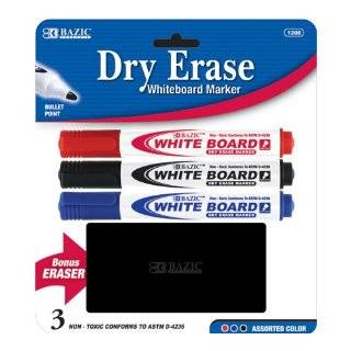  BAZIC Assorted Color Fine Tip Dry Erase Marker, 4 Per Pack 