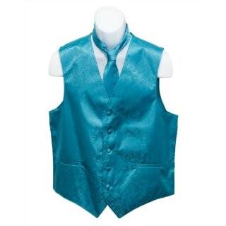   : Mens Turquoise Solid Jacquard Suit Vest and Neck Tie Set: Clothing