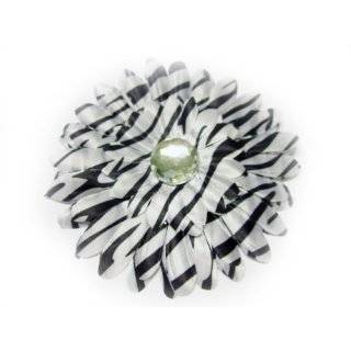 White / Black Zebra Print 4 Large Gerbera Daisy Flower Hair Clip Hair 