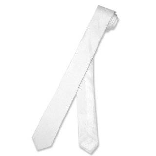SILK Narrow NeckTie EXTRA Skinny WHITE Color Thin Mens 1.5 Neck Tie