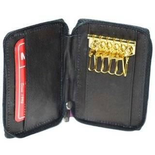    Genuine Leather Zipper Key Chain Holder Wallet #212CF: Clothing