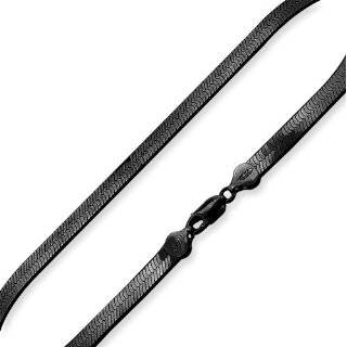 Black Rhodium Plated Sterling Silver Magic Herringbone Chain Necklace 