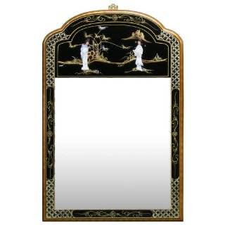  Chinese Mirror with Carved Antique Frame   25.75 (002 