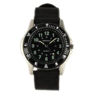   Mens Boys Army Black Outdoor Fabric Band Quartz Military Wrist Watch