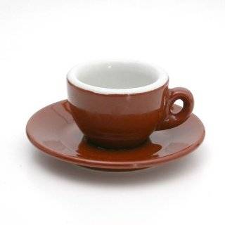 Italian Cafe Style Espresso Brown Cups and Saucers. Set of 6  