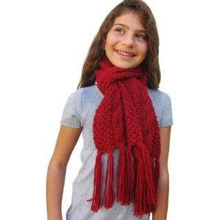 Handmade Scarf in All favorite Cable Design   Cranberry Red (100% Hand 