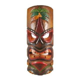  Tiki Bartender Tribal Mask, Hand Carved Tropical Wood, 16 