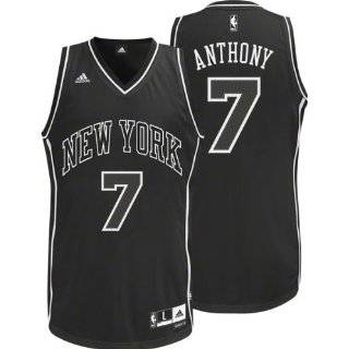 NBA New York Knicks Carmelo Anthony Black Black White Swingman Jersey