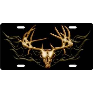 Deer Skull   Flames Custom License Plate Novelty Tag from Redeye 