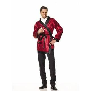    Hugh Hefner Style Bachelor Smoking Jacket Robe Red: Clothing