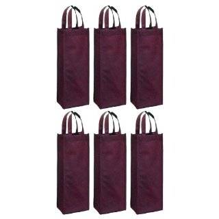 Reusable Gift Bag, Single Bottle Wine Tote , Vineyard, 6 Pack Set