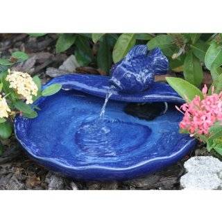 Smart Solar 21372R01 Ceramic Solar Koi Fountain, Blue Glazed Finish