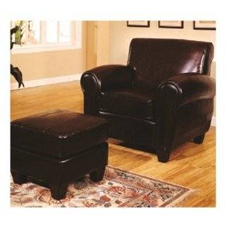  Espresso leather club chair and ottoman