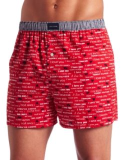 Tommy Hilfiger Mens Sweetheart Print Boxer Shorts, Red, X