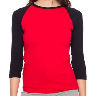 American Apparel Womens Red/ Black Baby Rib 3/4 sleeve Top (X small