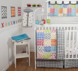 Sumersault Doodles Brights 10pc Baby Boy Girl Crib Bedding Set Bright Squares