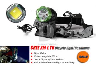 1800 Lumen CREE XM L XML T6 LED Bicycle Bike Light Headlamp Headtorch Flashlight