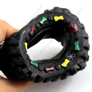 Pet Dog Puppy Cat Animal Chews Squeaky Squeaker Sound Rubber Tire Shape Toy New