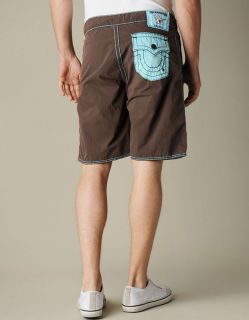 True Religion Jeans Mens Pop Color Board Shorts 36 Swimwear Trunks Big T Lava