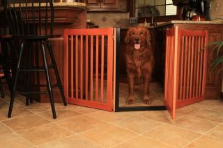 Wood Walk thru Door Dog Gate Freestanding Expandable Indoor Pet Fence