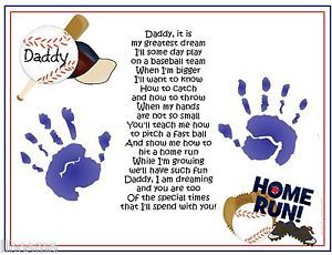 Daddy Teach Me Poem Baseball Handprints Fathers Day