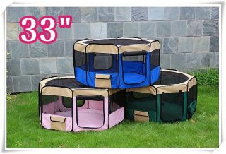 6Color 33" Soft Pet Playpen Exercise Puppy Dog Cat Play Pen Kennel Folding Crate