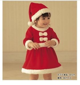 Baby Girls Christmas Dress Hat Outfit Costume Party Dress Set 95cm