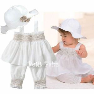 3pcs Baby Girl Kid Ruffle Top Pants Hat Set Outfit Clothes Costume 0 24M