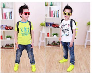 Cartoon Pants Kids Boys Girls Baby Jeans Cowboy Blue Trousers Party Costume 3 8Y