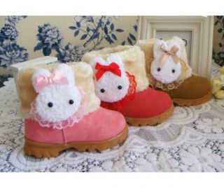 Baby Girls Infant Toddler Winter Fur Shoes Snow Boots Rabbit 9 30months