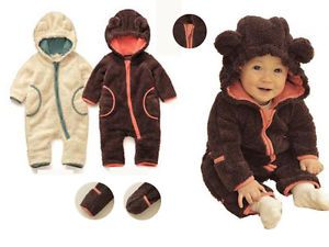 0 27m Baby Boy Girl Toddler Animal Bear Design Winter Snowsuit Warm Fluffy