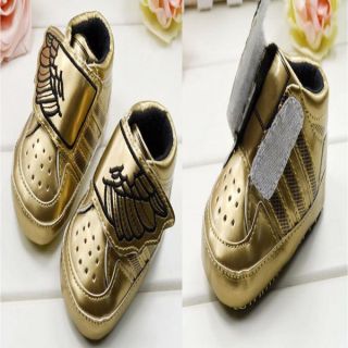 Cute Kid Baby Boys Infant Toddler Gold Wing Sneaker Soft Sole Crib Shoes Sneaker