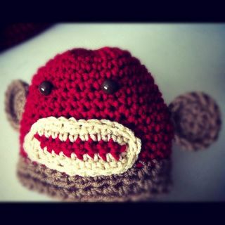 Sock Monkey Newborn Baby Boys Girls Crochet Beanie Hat Photo Prop Handmade New