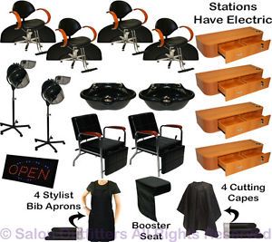 Hydraulic Barber Chair Station Shampoo Bowl Hair Dryer Beauty Salon Equipment