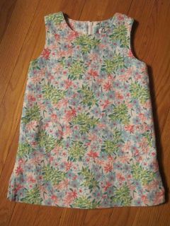 Lilly Pulitzer Blue Pink Green White Floral Print Shift Dress 3T 4T
