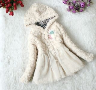 Pretty Baby Toddler Kids Faux Fur Fleece Floral Coat Girls Winter Warm Jacket