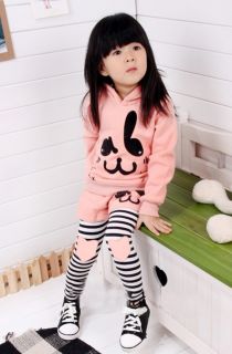 Baby Kids Toddlers Girls Cotton Coat Pants Sportswear Suit Outfit Hoodie Clothes