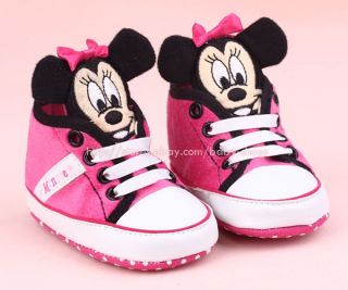Toddler Baby Girl 3D Minnie Mouse Crib Shoes Sneakers Size 0 6 6 12 12 18 Months