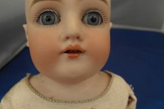 Vintage German or French Dep 7 Bisque Doll 17" Toddler Sleepy Blue Eyes Antique