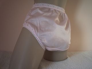 Silky Baby Pink Sheer Nylon Full Cut Panties Vintage Mushroom Gusset S
