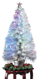 White 48" Fiber Optic Pre Lit Christmas Tree