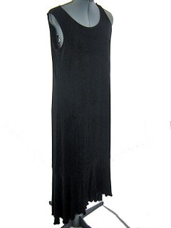 Chico`s Black Travelers Art to Wear Lagenlook Asymmetrical Hem Dress Size 12