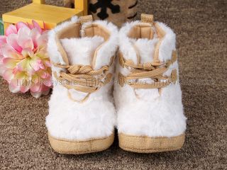 New Toddler Baby Girl White Fur Boots Shoes 3 6 Months A934