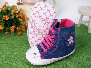 New Toddler Baby Girl Blue Kitty Cat High Top Shoes US Size 2 A958