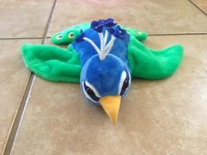 Cal Toy Kids Hand Puppet Peacock Bird Plush Animal Excellent Shape