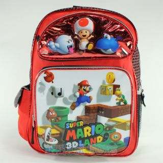 Super Mario Bros 3D Land 16" Large Backpack Boys School Book Bag Girls Kids