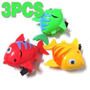 3pcs Fashion Cute Wind Up Plastic Baby Kids Bath Toy Play Swimming Fish Gift