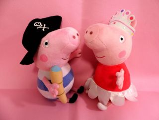 Large Ty Peppa Pig Peppa Princess George Pirate Soft Plush Toy 12 inches 30cm