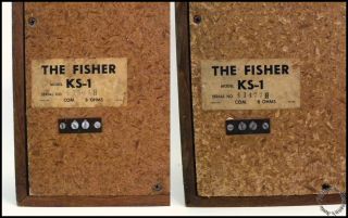 1960's Vintage Fisher KS 1 Anniversary Series Stereo Hi Fi Compact Speakers