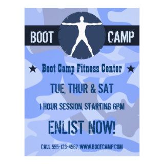 Body Madness Blue Camo Boot Camp Fitness Flyers